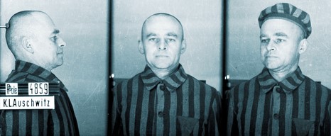 de foto van Pilecki die bij aankomst in Auschwitz, september 1940, van hem werd gemaakt (Collectie Staatsmuseum Auschwitz-Birkenau)
